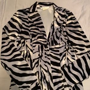 La Belle zebra print over coat with center button